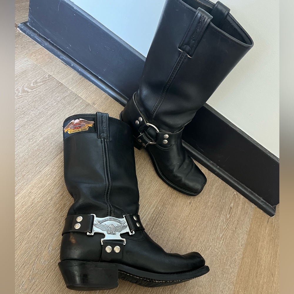 Harley Davidson Black Leather Motorcycle Boots